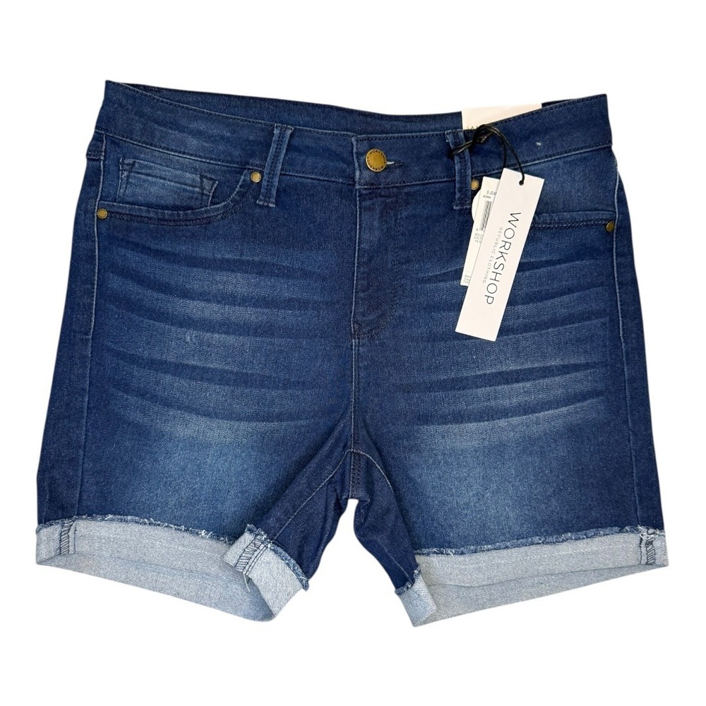 Workshop‎ Modern Fit Women's Denim Jean Shorts Cuffed Dark Wash Size 8 NWT